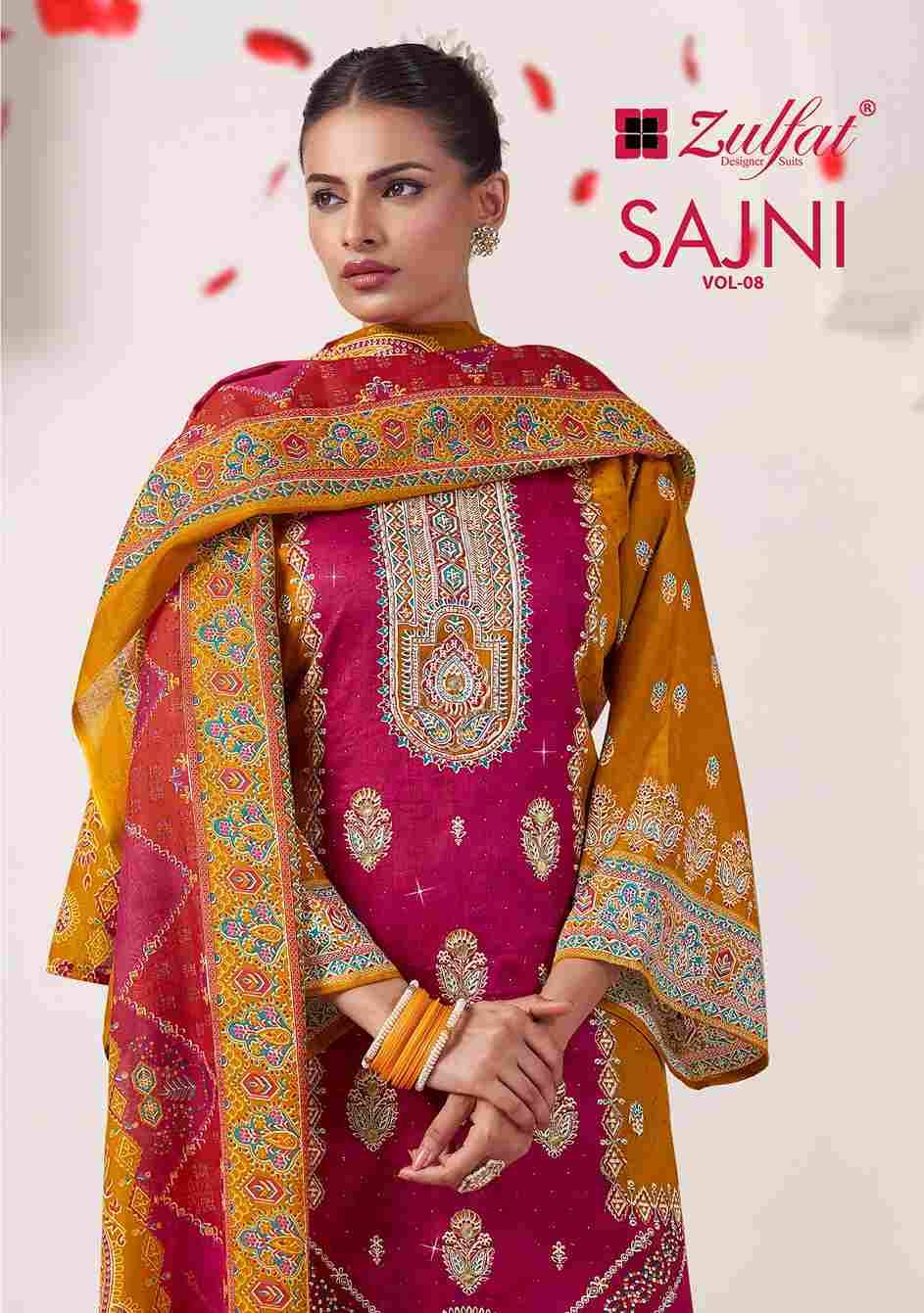 Sajni Vol-8 By Zulfat 671-001 To 671-004 Series Beautiful Festive Suits Stylish Fancy Colorful Casual Wear & Ethnic Wear Pure Jam Cotton Print Dresses At Wholesale Price