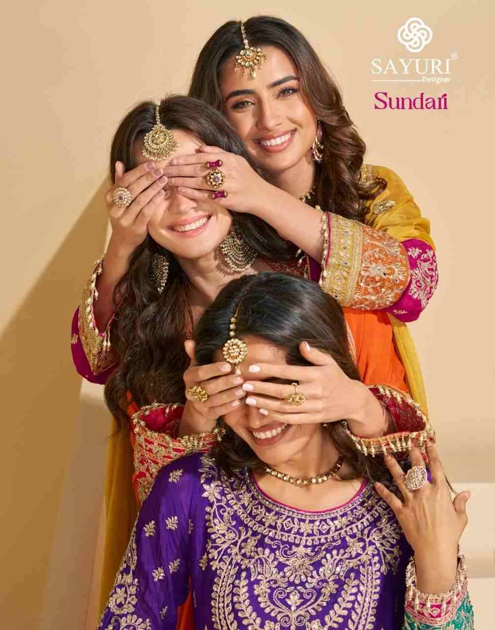 Sundari By Sayuri 10016 To 10020 Series Beautiful Sharara Suits Colorful Stylish Fancy Casual Wear & Ethnic Wear Chinnon Silk Dresses At Wholesale Price