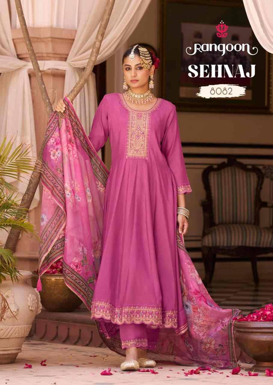 Sehnaj By Rangoon 8081 To 8086 Series Beautiful Stylish Anarkali Suits Fancy Colorful Casual Wear & Ethnic Wear & Ready To Wear Silk With Work Dresses At Wholesale Price