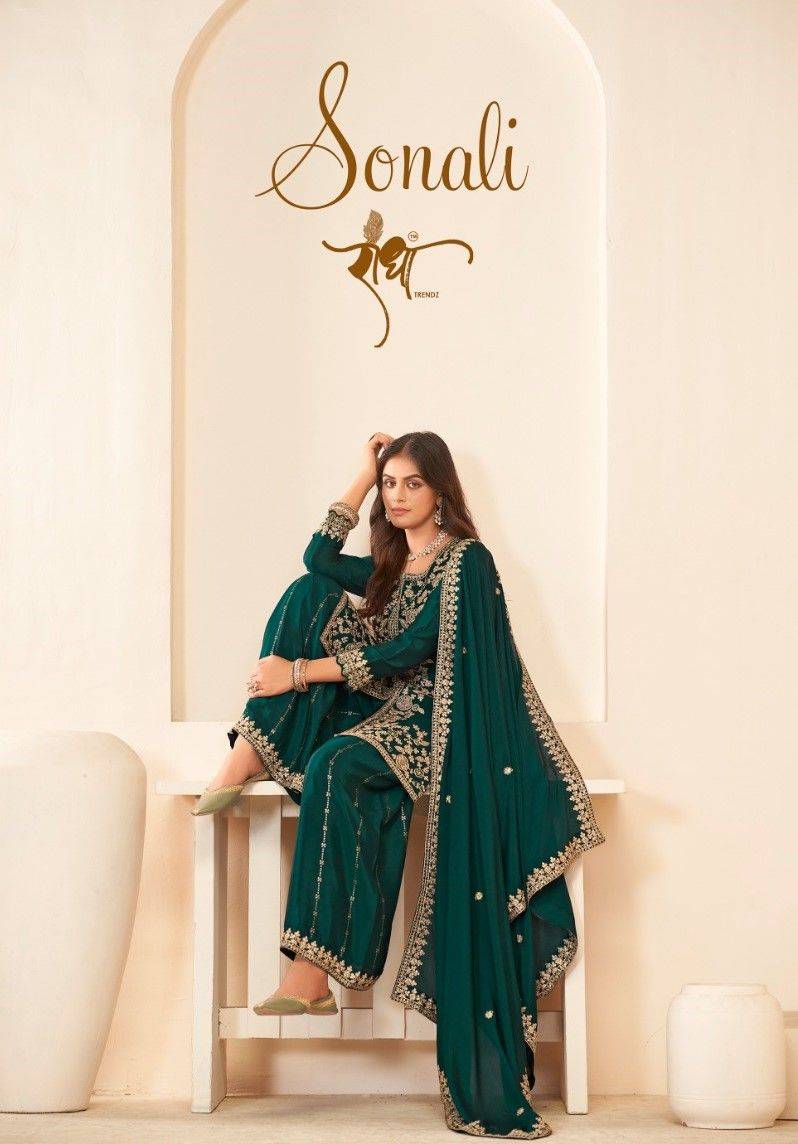 Sonali By Radha Trendz 5011 To 5014 Series Designer Sharara Suits Beautiful Fancy Colorful Stylish Party Wear & Occasional Wear Premium Chinnon Dresses At Wholesale Price