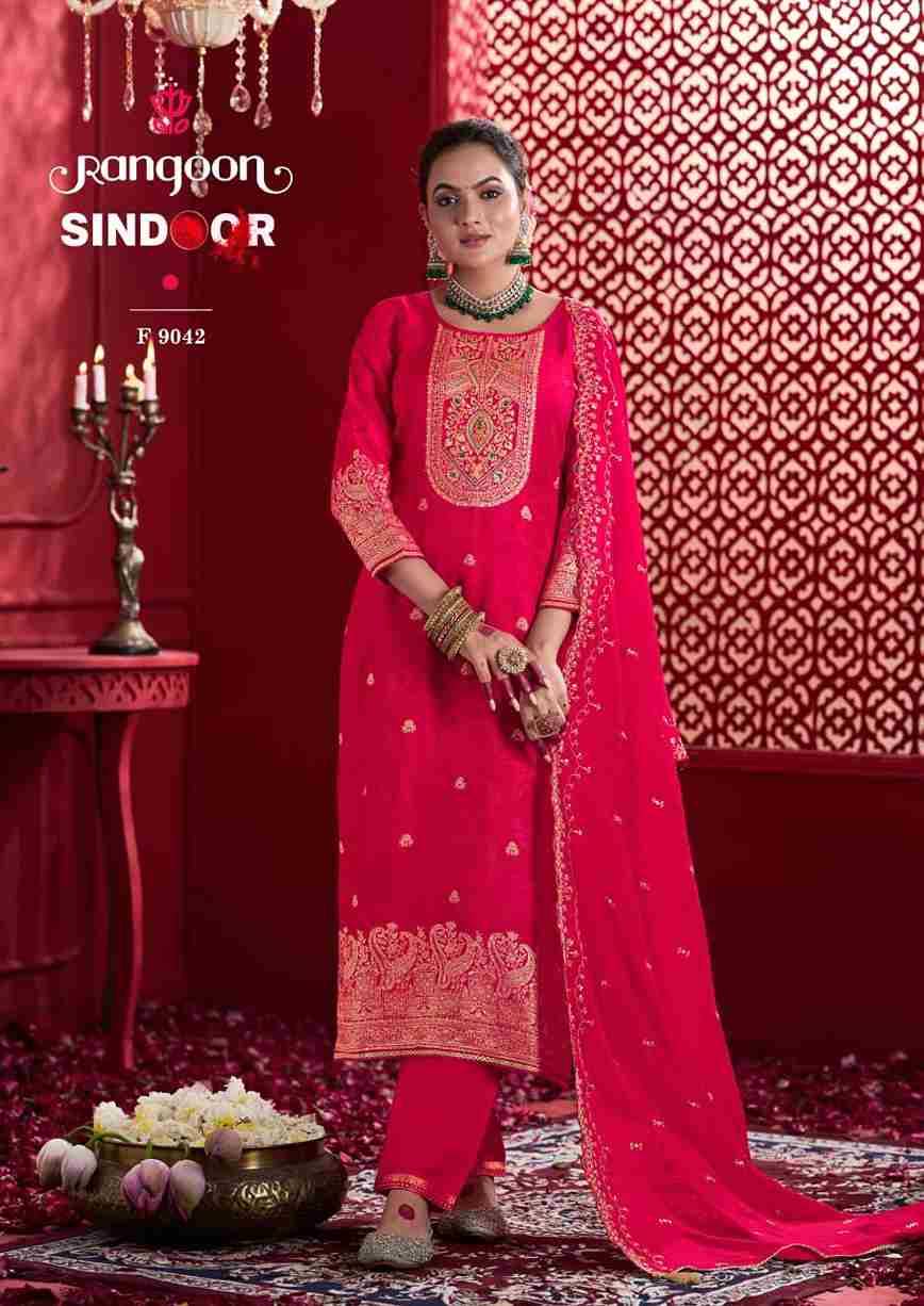 Sindoor By Rangoon 9041 To 9044 Series Beautiful Stylish Festive Suits Fancy Colorful Casual Wear & Ethnic Wear & Ready To Wear Dola Jacquard With Work Dresses At Wholesale Price