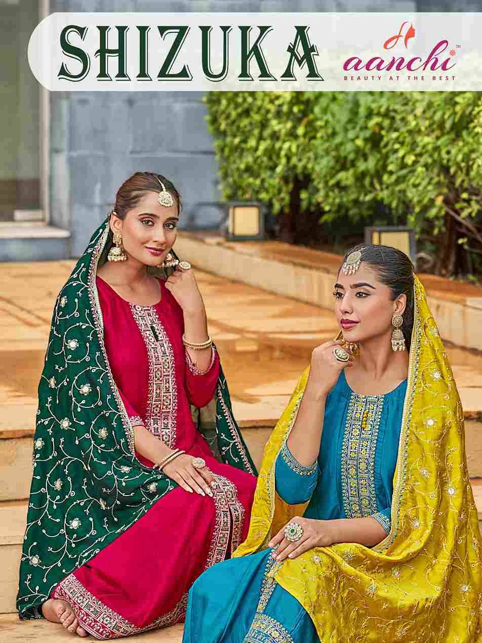 Shizuka By Aanchi 01 To 04 Series Beautiful Festive Suits Colorful Stylish Fancy Casual Wear & Ethnic Wear Vichitra Silk Dresses At Wholesale Price
