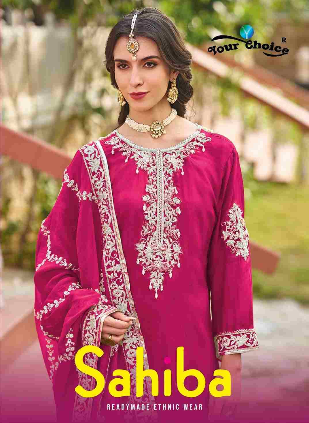 Sahiba By Your Choice 1001 To 1003 Series Designer Sharara Suits Beautiful Fancy Colorful Stylish Party Wear & Occasional Wear Heavy Chinnon Dresses At Wholesale Price