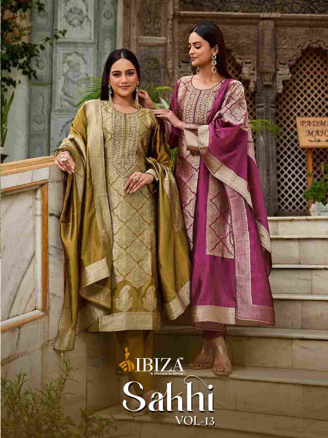 Sakhi Vol-13 By Ibiza 16018 To 16021 Series Designer Festive Suits Beautiful Fancy Stylish Colorful Party Wear & Occasional Wear Pure Silk Jacquard Dresses At Wholesale Price