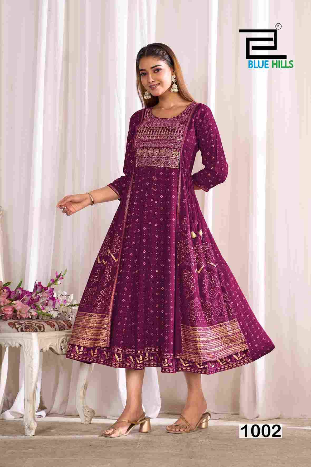 Sreeleela By Blue Hills 1001 To 1004 Series Beautiful Stylish Fancy Colorful Casual Wear & Ethnic Wear Rayon Foil Gowns At Wholesale Price