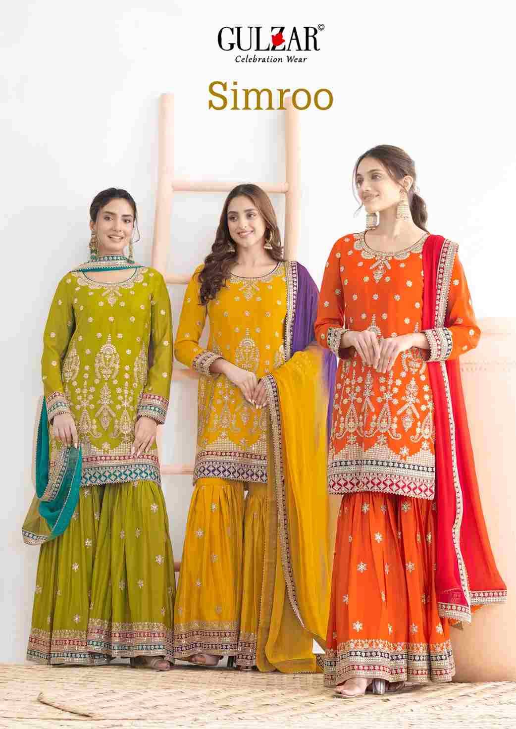 Simroo By Gulzar 2781 To 2783 Series Beautiful Sharara Suits Colorful Stylish Fancy Casual Wear & Ethnic Wear Chinnon Dresses At Wholesale Price