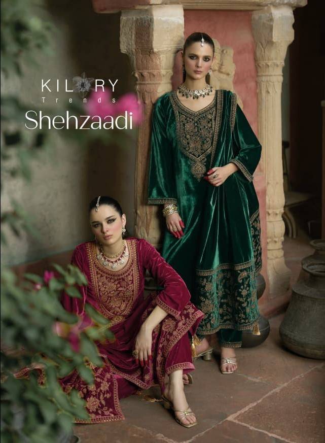 Shehzaadi By Kilory 01 To 06 Series Beautiful Festive Suits Colorful Stylish Fancy Casual Wear & Ethnic Wear Pure Velvet Dresses At Wholesale Price