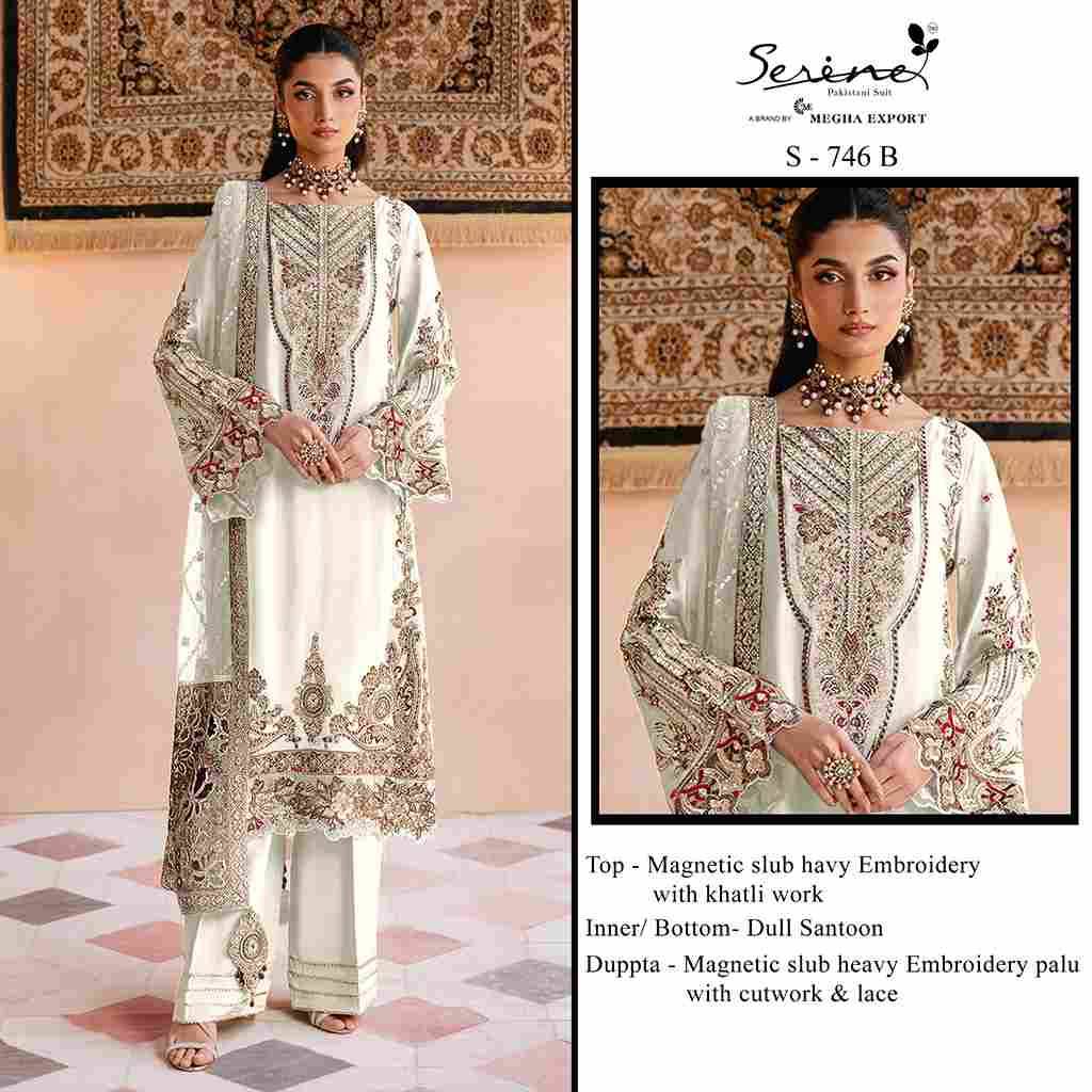 Serene Hit Design S-746 Colours By Serene S-746-A To S-746-D Series Designer Pakistani Suits Beautiful Fancy Colorful Stylish Party Wear & Occasional Wear Pure Slub Embroidered Dresses At Wholesale Price