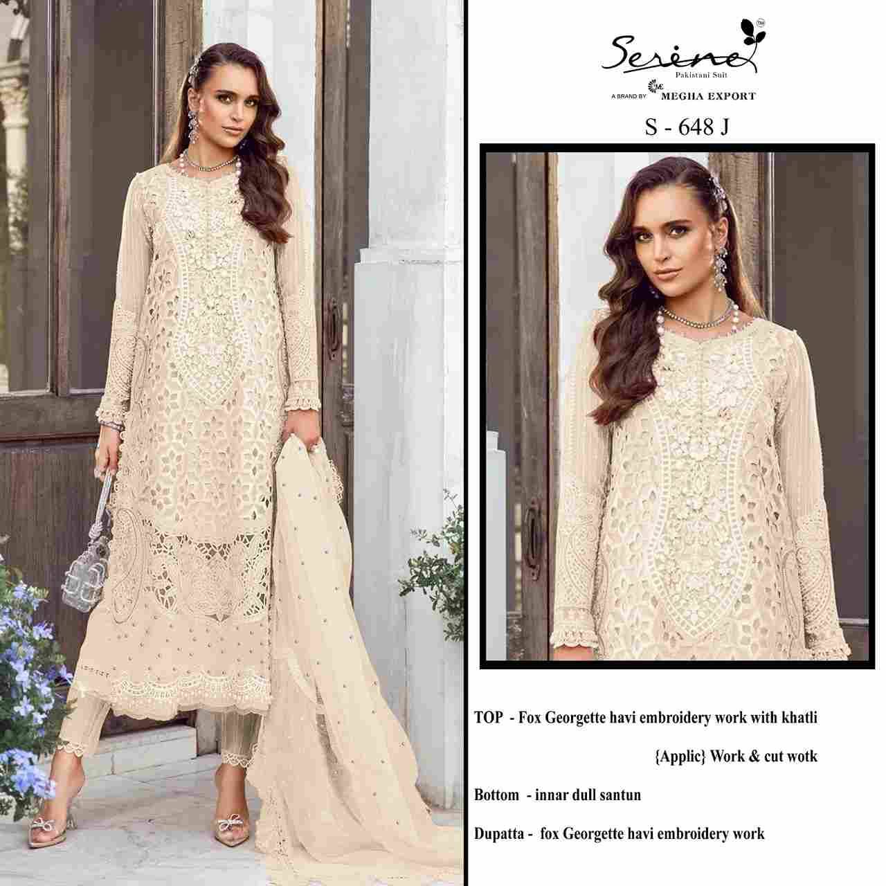 Serene Hit Design S-648 Colours Vol-3 By Serene S-648-I To S-648-L Series Designer Pakistani Suits Beautiful Fancy Colorful Stylish Party Wear & Occasional Wear Faux Georgette Embroidered Dresses At Wholesale Price