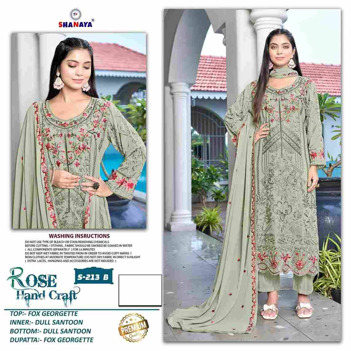 Shanaya Hit Design S-213 Colours By Shanaya Fashion S-213-A To S-213-D Series Beautiful Pakistani Suits Colorful Stylish Fancy Casual Wear & Ethnic Wear Faux Georgette Dresses At Wholesale Price