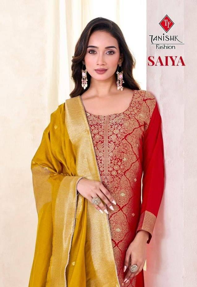 Saiya By Tanishk Fashion 701 To 704 Series Beautiful Festive Suits Colorful Stylish Fancy Casual Wear & Ethnic Wear Muslin Jacquard Dresses At Wholesale Price