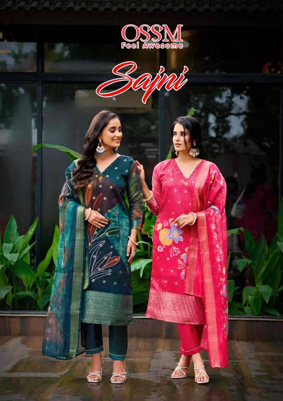Sajni By Ossm 1001 To 1006 Series Designer Stylish Fancy Colorful Beautiful Party Wear & Ethnic Wear Collection Jacquard Silk Dresses At Wholesale Price