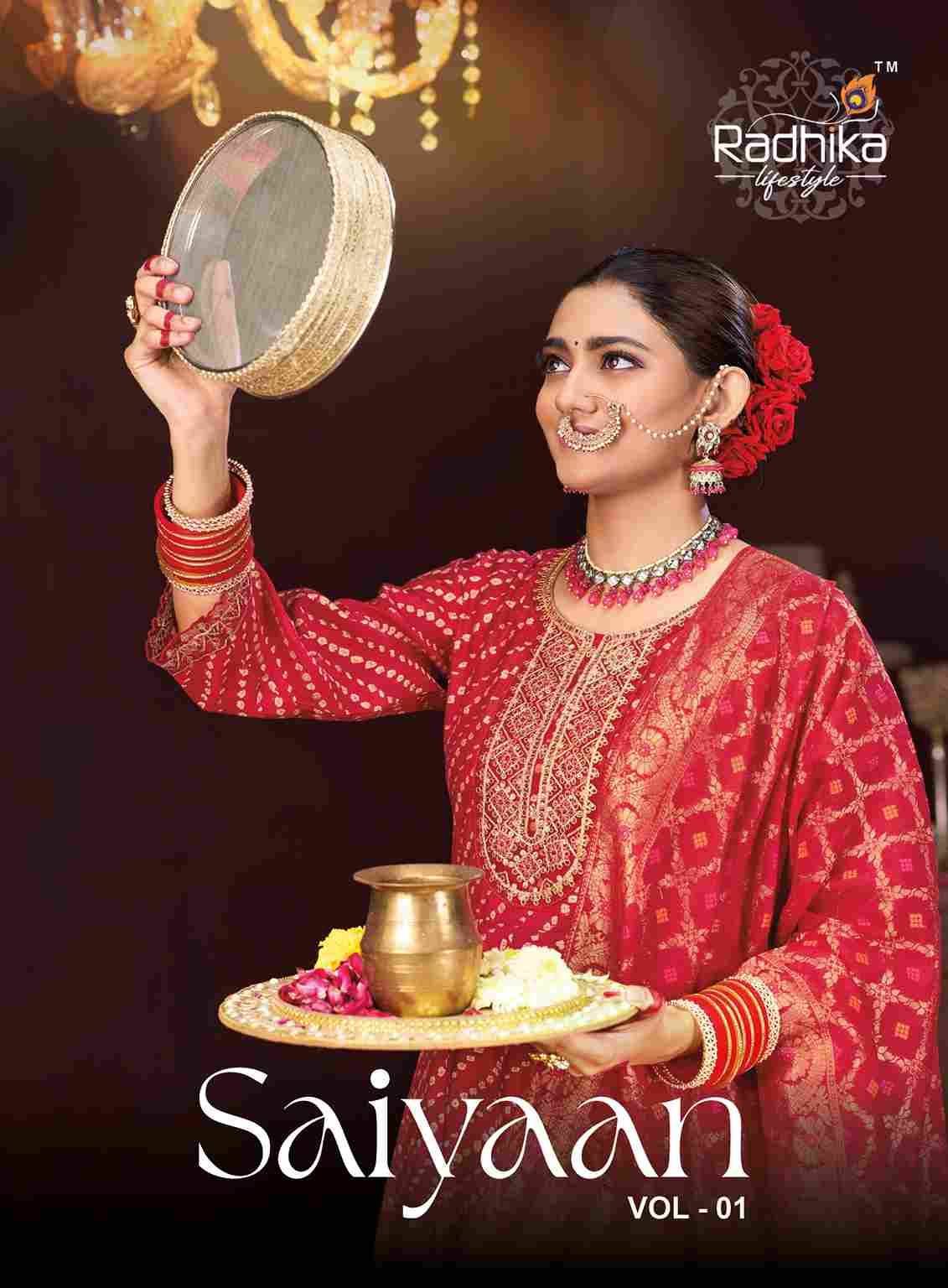 Saiyaan Vol-1 By Radhika Lifestyle 1001 To 1004 Series Designer Festive Suits Beautiful Stylish Fancy Colorful Party Wear & Occasional Wear Berlin Silk Print Dresses At Wholesale Price