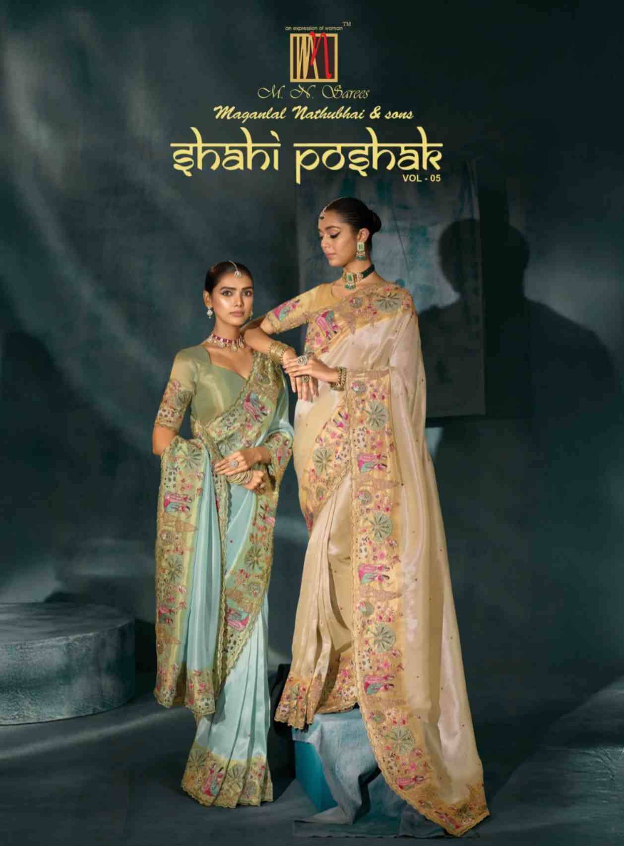 Shahi Poshak Vol-5 By M.N. Sarees 7901 To 7912 Series Indian Traditional Wear Collection Beautiful Stylish Fancy Colorful Party Wear & Occasional Wear Silk Sarees At Wholesale Price