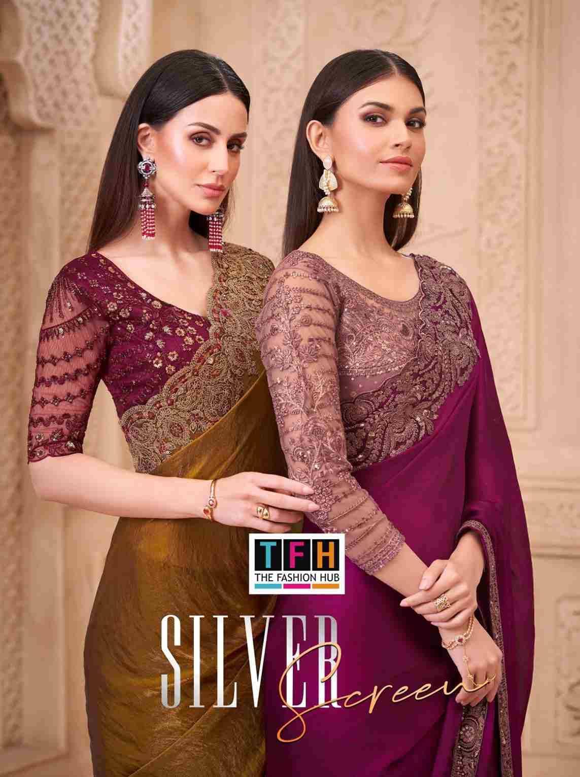Silver Screen Vol-22 By TFH 32001 To 32018 Series Indian Traditional Wear Collection Beautiful Stylish Fancy Colorful Party Wear & Occasional Wear Satin Silk/Georgette Sarees At Wholesale Price