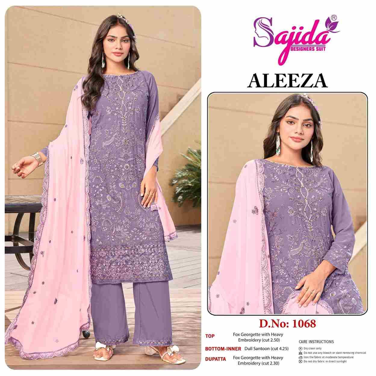 Sajida Hit Design 1068 By Sajida Designer Suit Beautiful Pakistani Suits Colorful Stylish Fancy Casual Wear & Ethnic Wear Heavy Faux Georgette Embroidered Dresses At Wholesale Price