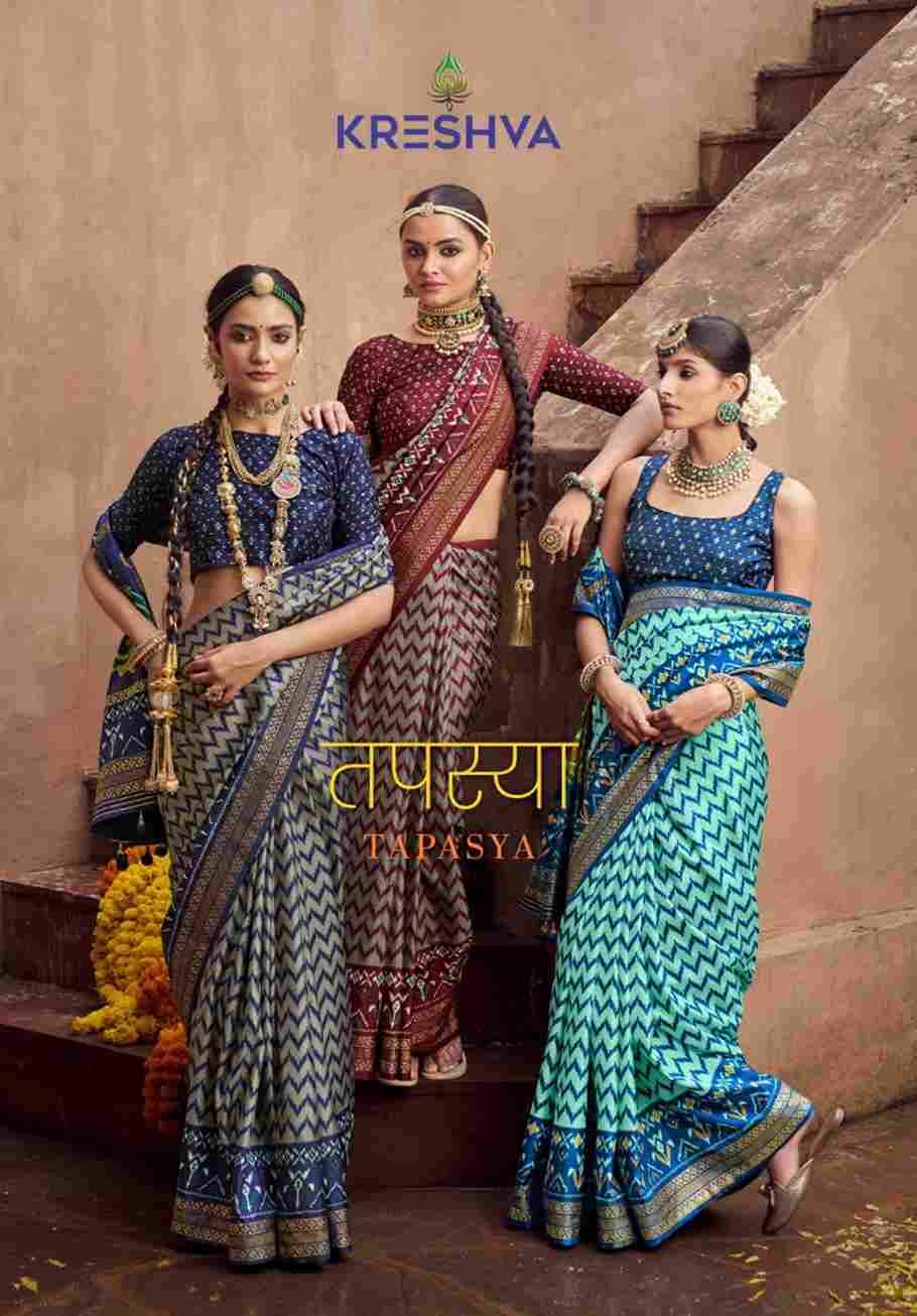 Tapasya By Kreshva 7020 To 7025 Series Indian Traditional Wear Collection Beautiful Stylish Fancy Colorful Party Wear & Occasional Wear Silk Sarees At Wholesale Price
