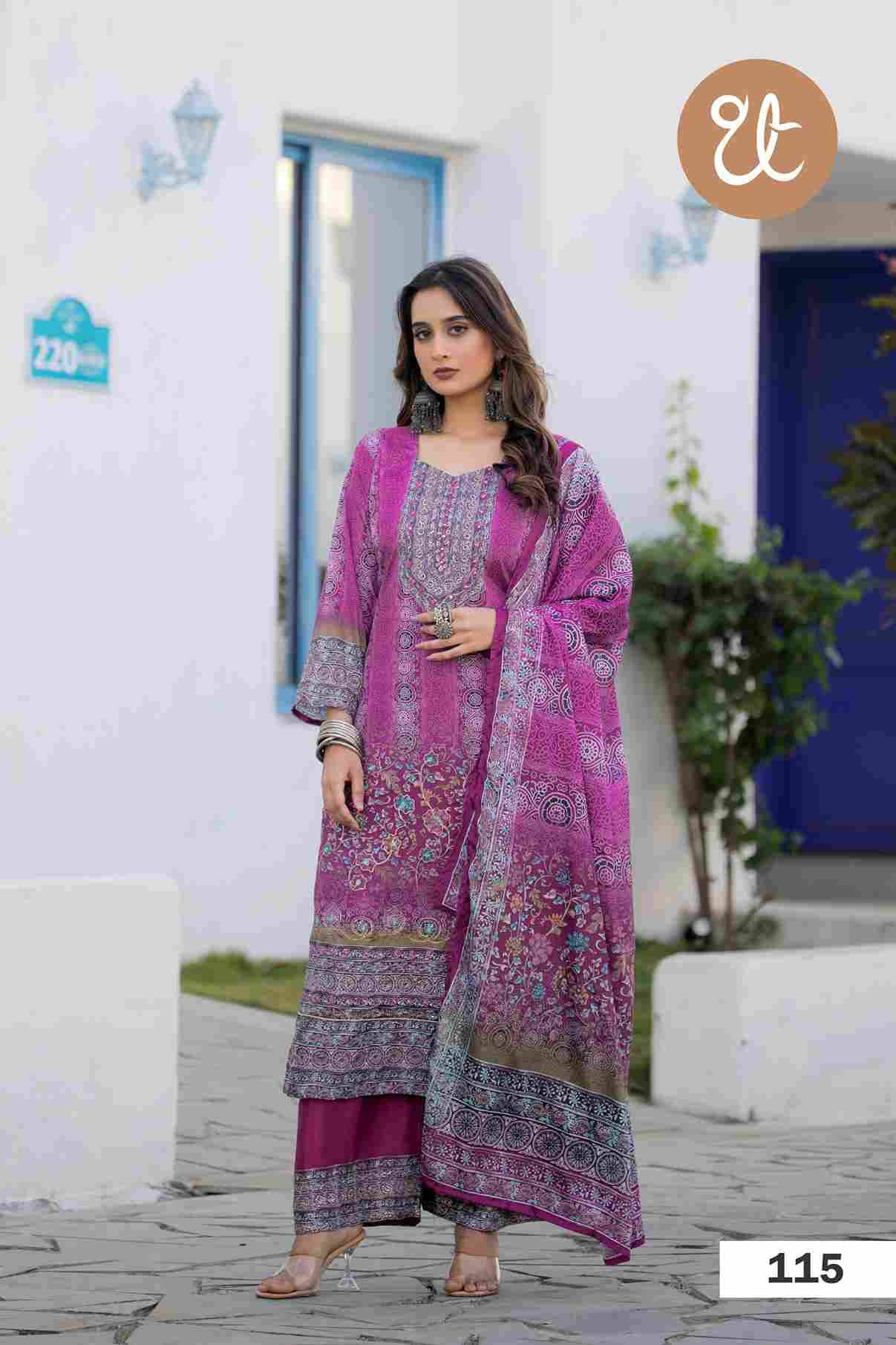 Thread Thrill 113 By Thread Thrill 113 To 116 Series Beautiful Sharara Suits Colorful Stylish Fancy Casual Wear & Ethnic Wear Heavy Soft Chinnon Dresses At Wholesale Price