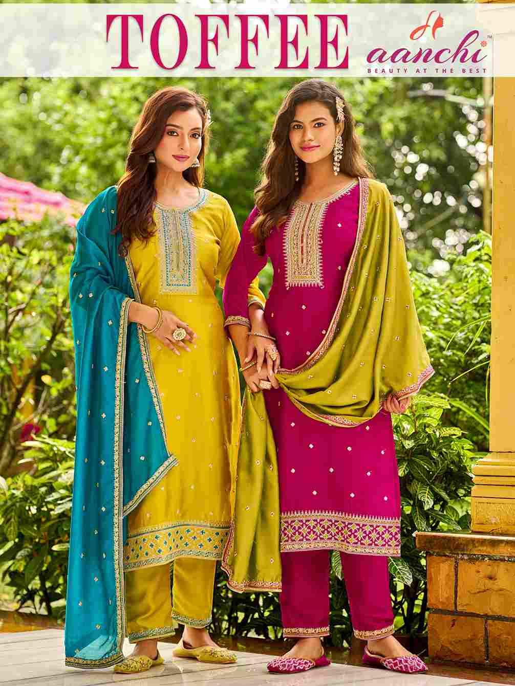 Toffee By Aanchi 01 To 04 Series Beautiful Festive Suits Colorful Stylish Fancy Casual Wear & Ethnic Wear Vichitra Silk Dresses At Wholesale Price