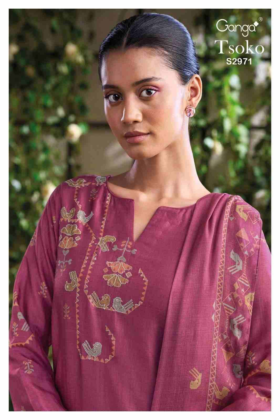 Tsoko-2971 By Ganga Fashion 2971-A To 2971-D Series Beautiful Festive Suits Colorful Stylish Fancy Casual Wear & Ethnic Wear Pure Bemberg Silk Dresses At Wholesale Price