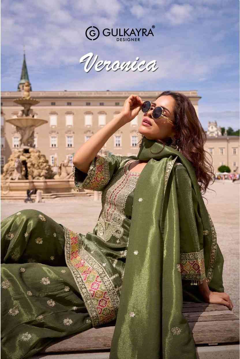 Veronica By Gulkayra Designer 7583 To 7586 Series Beautiful Sharara Suits Colorful Stylish Fancy Casual Wear & Ethnic Wear Simar Silk Dresses At Wholesale Price
