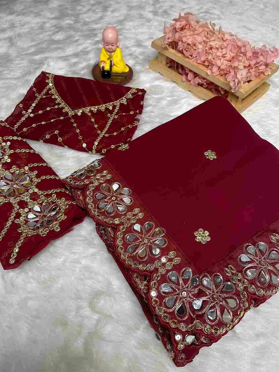 Vs-Vastra By Fashid Wholesale Indian Traditional Wear Collection Beautiful Stylish Fancy Colorful Party Wear & Occasional Wear Soft Georgette Sarees At Wholesale Price
