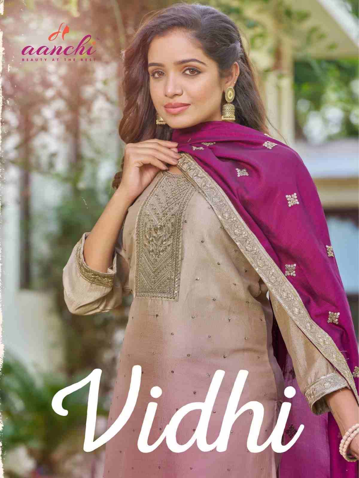 Vidhi By Aanchi 1001 To 1004 Series Beautiful Festive Suits Colorful Stylish Fancy Casual Wear & Ethnic Wear Vichitra Silk Dresses At Wholesale Price