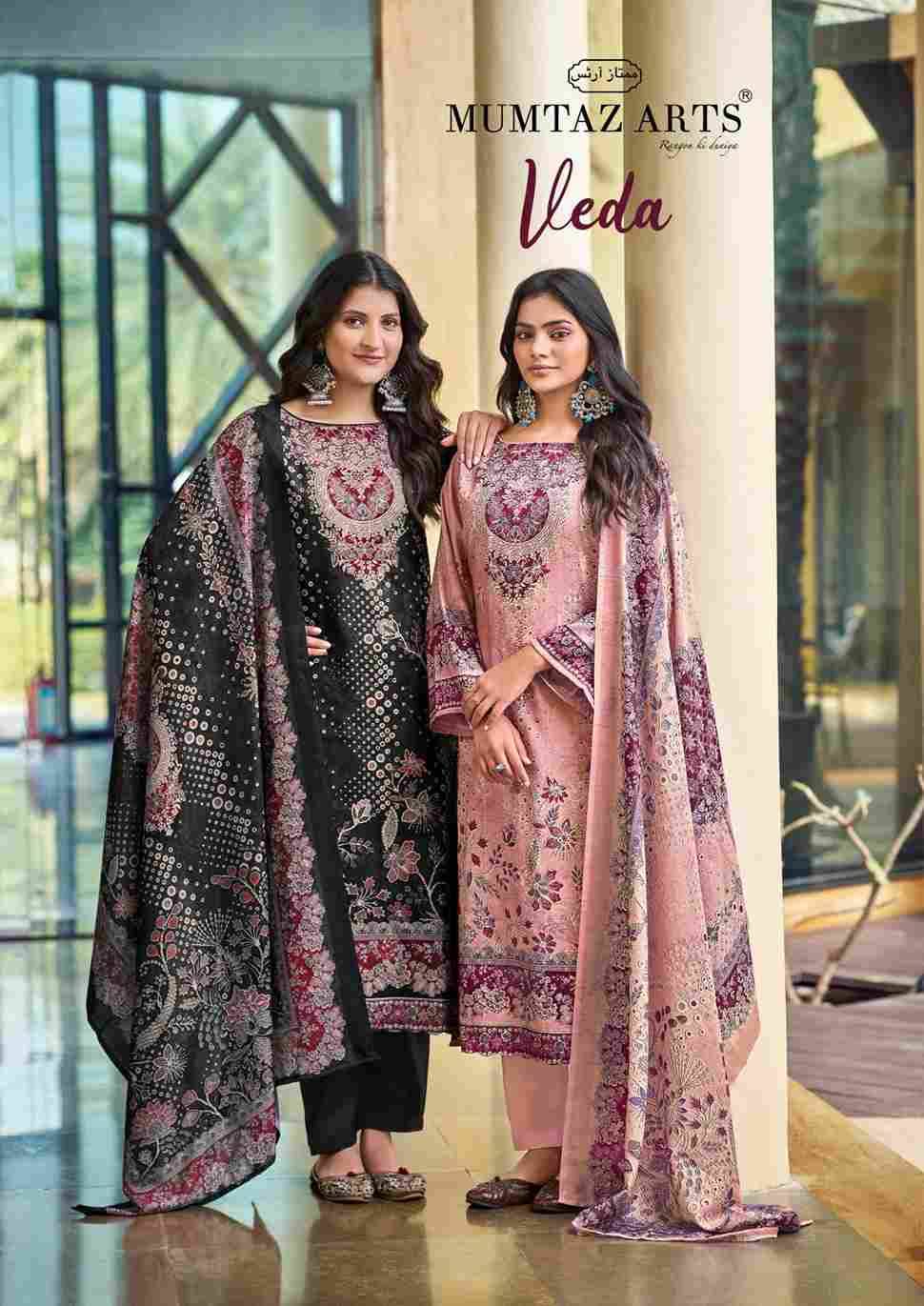 Veda By Mumtaz Arts 101 To 104 Series Beautiful Festive Suits Colorful Stylish Fancy Casual Wear & Ethnic Wear Pure Jam Satin Print Dresses At Wholesale Price