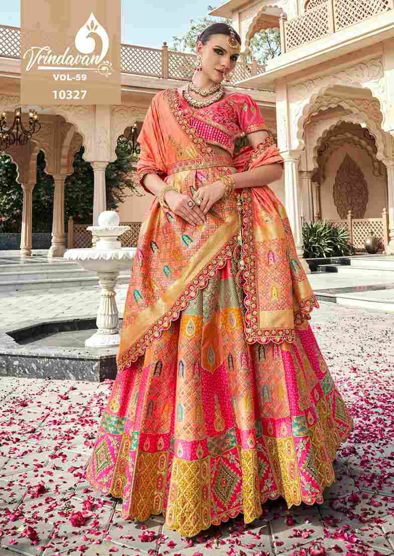 Vrindavan Vol-59 By Vrindavan 10326 To 10331 Series Bridal Wear Collection Beautiful Stylish Colorful Fancy Party Wear & Occasional Wear Banarasi Silk Lehengas At Wholesale Price