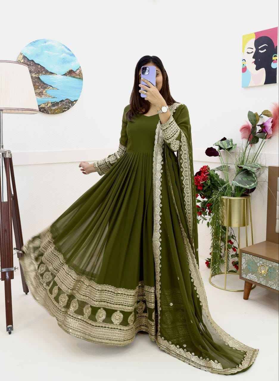 Zf-6007 By Fashid Wholesale Designer Stylish Fancy Colorful Beautiful Party Wear & Ethnic Wear Collection Faux Georgette Gowns At Wholesale Price