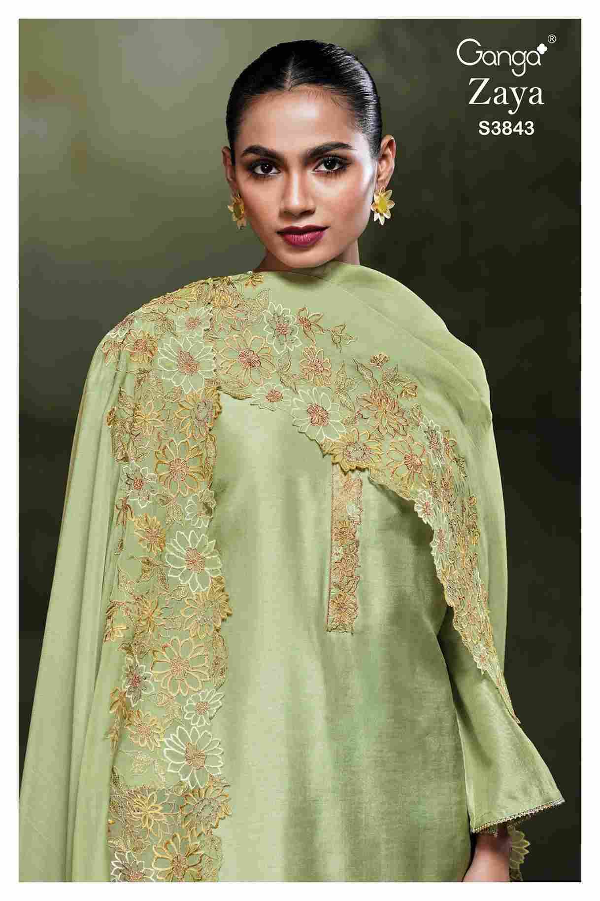 Zaya-3843 By Ganga Fashion 3843-A To 3843-B Series Beautiful Festive Suits Colorful Stylish Fancy Casual Wear & Ethnic Wear Pure Bemberg Silk Dresses At Wholesale Price