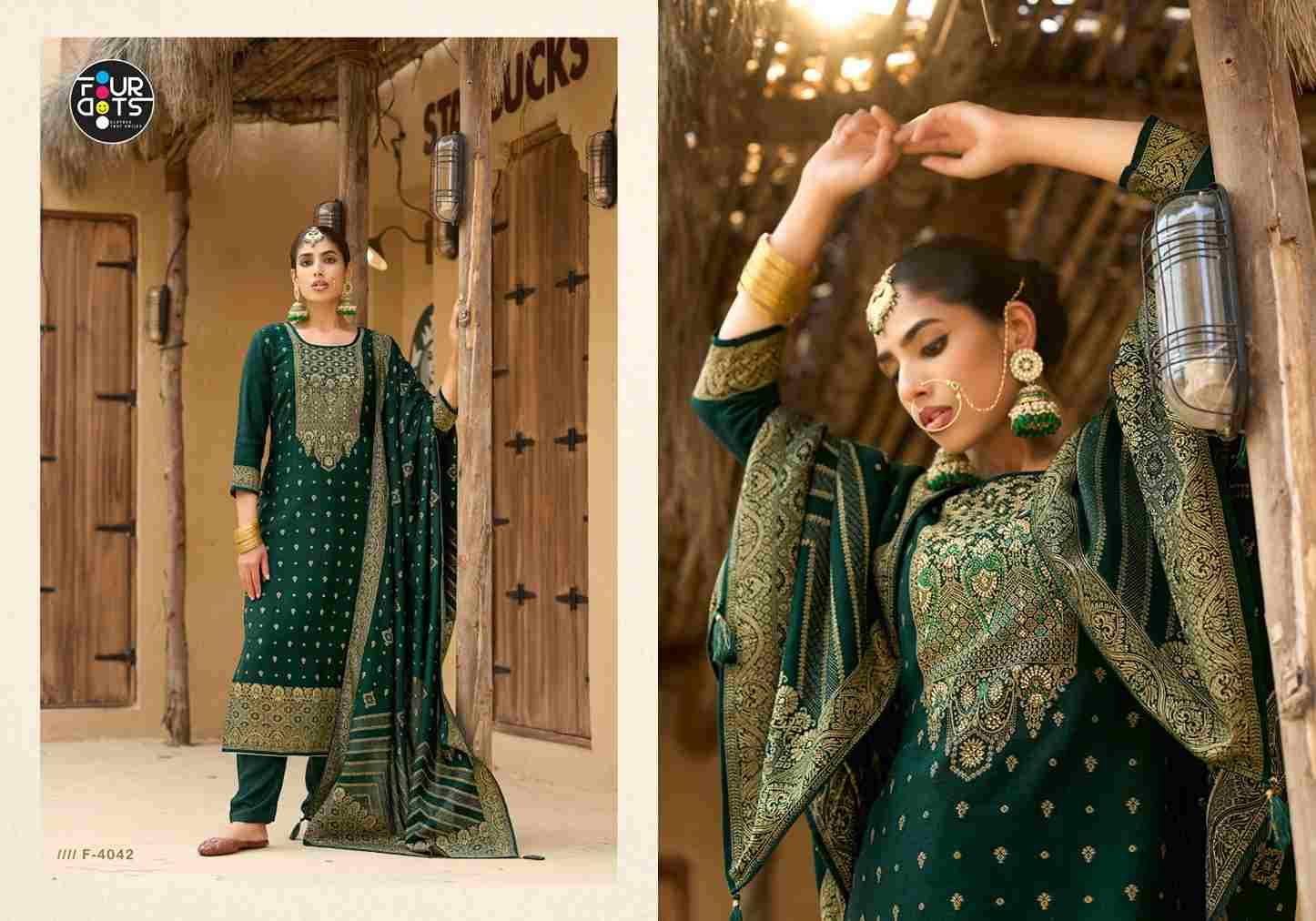 Amelia By Four Dots 4041 To 4044 Series Designer Stylish Fancy Colorful Beautiful Party Wear & Ethnic Wear Collection Viscose Pashmina Jacquard Dresses At Wholesale Price