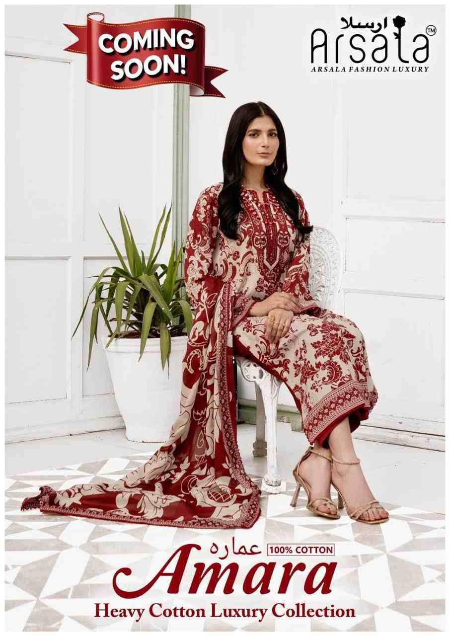 Amara By Arsala 101 To 106 Series Beautiful Festive Suits Stylish Fancy Colorful Casual Wear & Ethnic Wear Pure Lawn Cotton Print Dresses At Wholesale Price