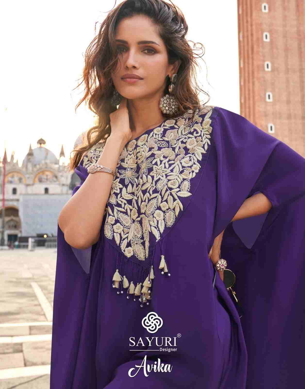 Avika By Sayuri 10116 To 10118 Series Designer Stylish Fancy Colorful Beautiful Party Wear & Ethnic Wear Collection Crepe Silk Tops With Bottom At Wholesale Price