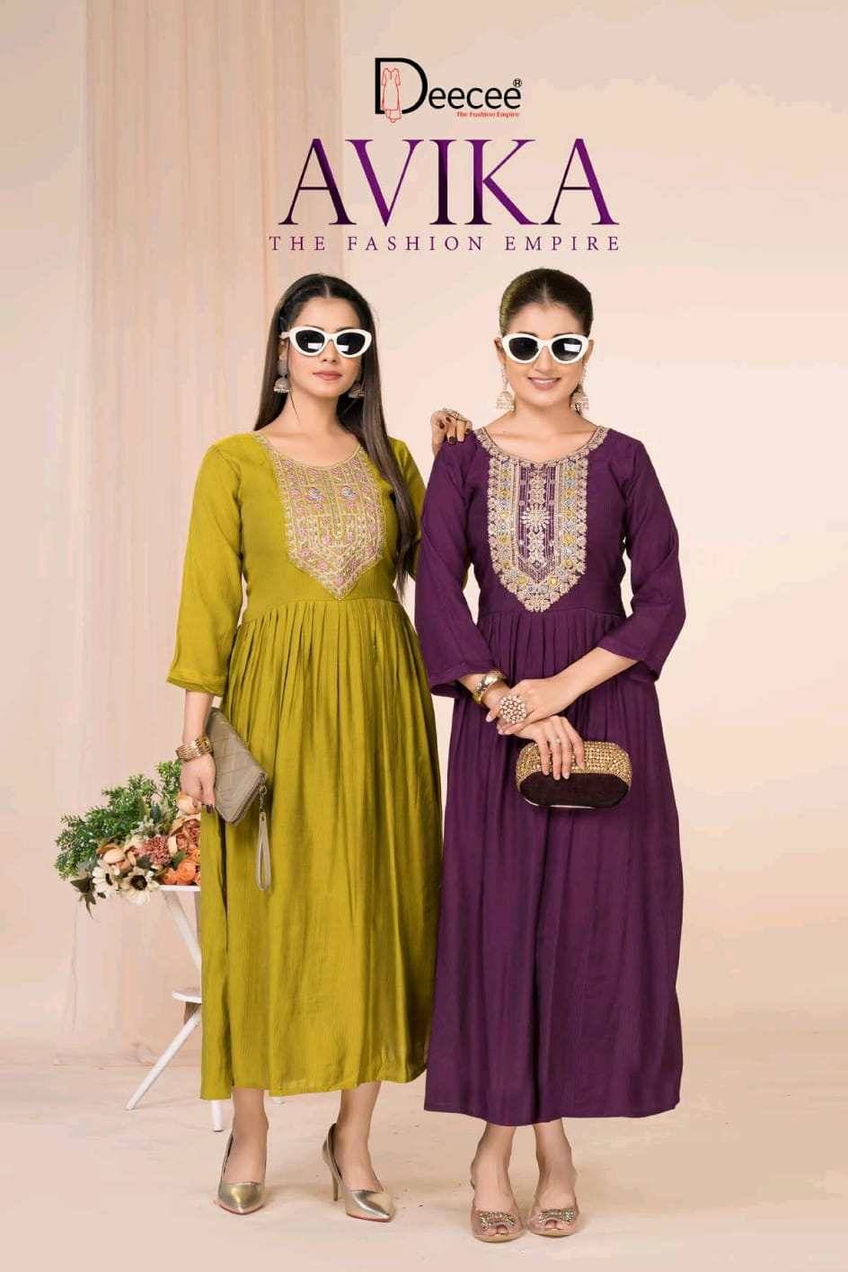 Avika By Dee Cee 101 To 106 Series Designer Stylish Fancy Colorful Beautiful Party Wear & Ethnic Wear Collection Fancy Prints Kurtis At Wholesale Price