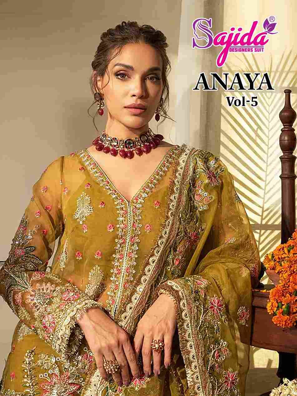 Anaya Vol-5 By Sajida Designer Suit 1122 To 1124 Series Designer Pakistani Suits Beautiful Fancy Stylish Colorful Party Wear & Occasional Wear Faux Georgette With Embroidery Dresses At Wholesale Price