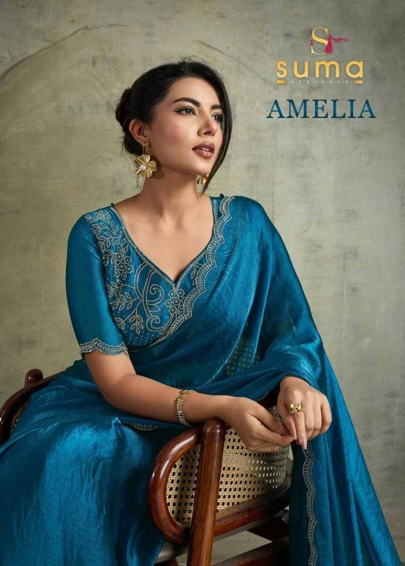 Amelia By Suma 13001 To 13008 Series Indian Traditional Wear Collection Beautiful Stylish Fancy Colorful Party Wear & Occasional Wear Chiffon Sarees At Wholesale Price