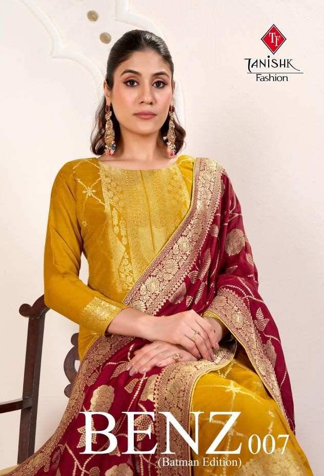 Benz-007 By Tanishk Fashion 1101 To 1104 Series Beautiful Stylish Festive Suits Fancy Colorful Casual Wear & Ethnic Wear & Ready To Wear Muslin Jacquard Dresses At Wholesale Price