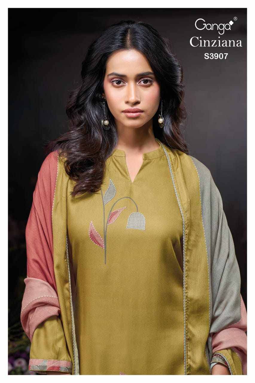 Cinziana-3907 By Ganga Fashion 3907-A To 3907-D Series Beautiful Festive Suits Colorful Stylish Fancy Casual Wear & Ethnic Wear Pure Pashmina Dresses At Wholesale Price