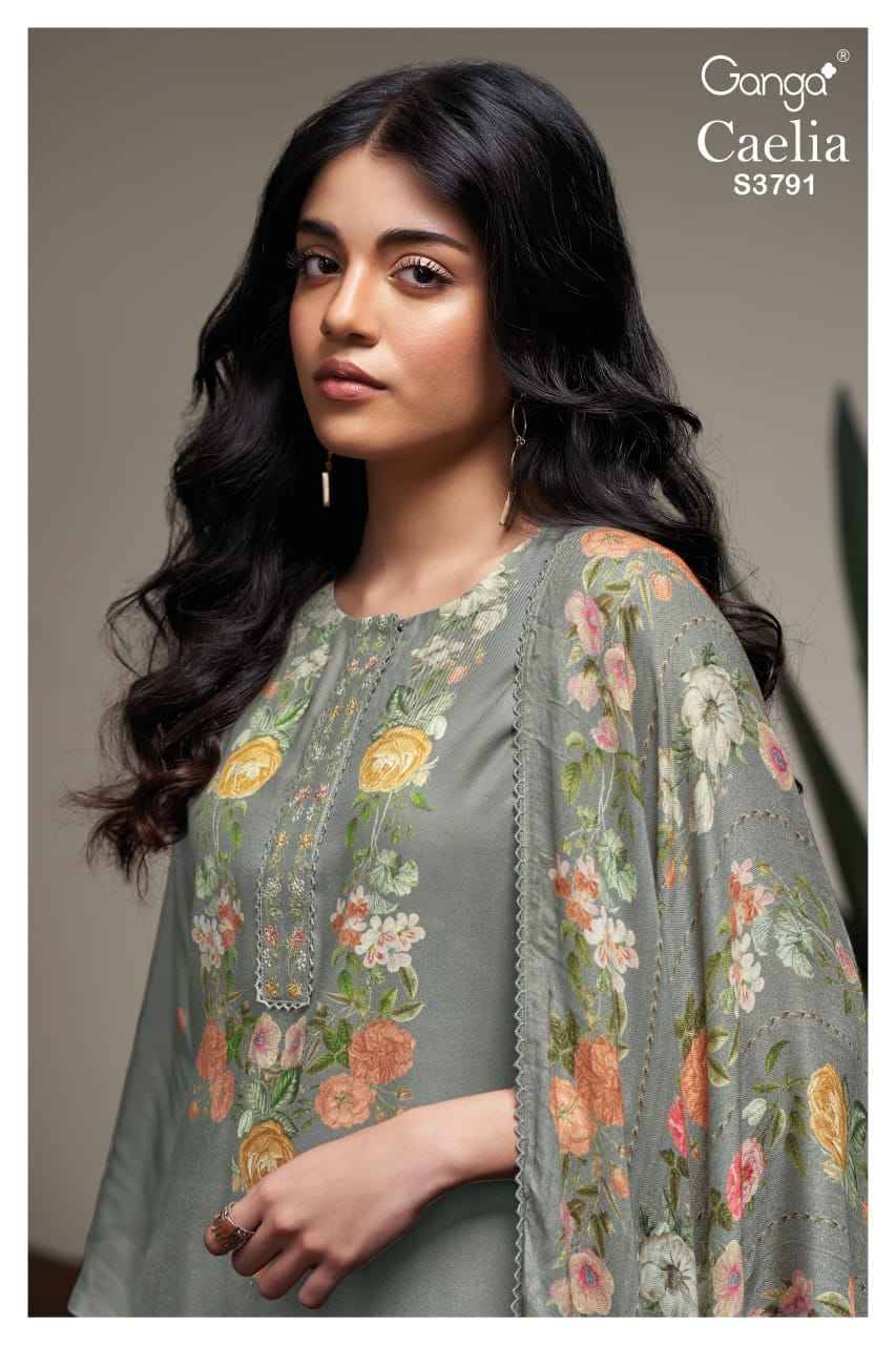 Caelia-3791 By Ganga Fashion 3791-A To 3791-D Series Beautiful Festive Suits Stylish Colorful Fancy Casual Wear & Ethnic Wear Premium Pashmina Print Dresses At Wholesale Price