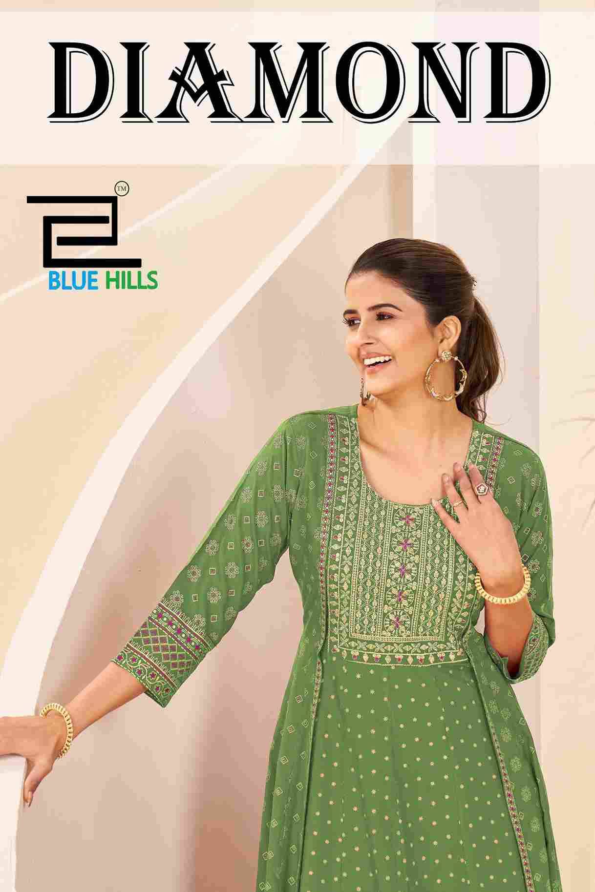 Diamond By Blue Hills 1001 To 1004 Series Beautiful Stylish Fancy Colorful Casual Wear & Ethnic Wear Rayon Foil Gowns At Wholesale Price
