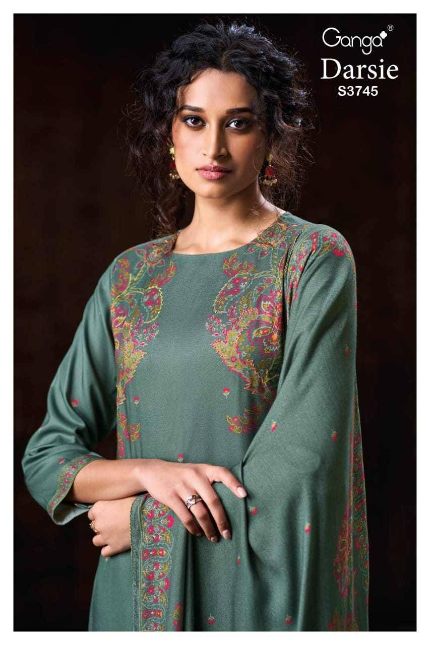 Darsie-3745 By Ganga Fashion 3745-A To 3745-D Series Beautiful Festive Suits Stylish Colorful Fancy Casual Wear & Ethnic Wear Premium Pashmina Print Dresses At Wholesale Price