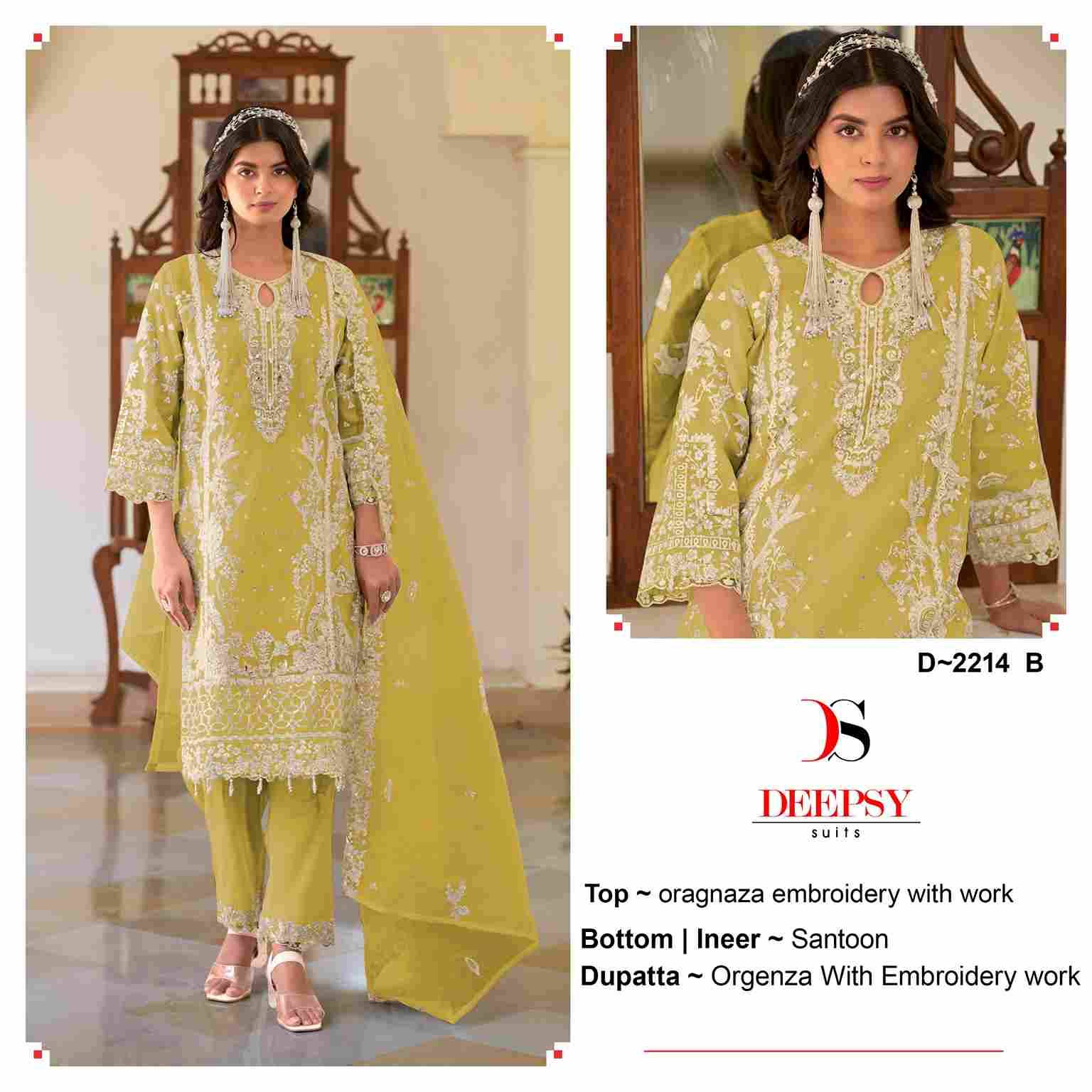 Deepsy Hit Design 2214 Colours By Deepsy Suits 2214-A To 2214-D Series Beautiful Pakistani Suits Colorful Stylish Fancy Casual Wear & Ethnic Wear Organza With Embroidered Dresses At Wholesale Price
