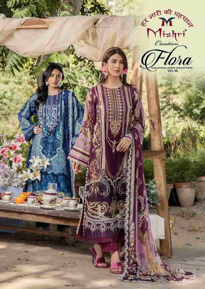 Flora Vol-6 By Mishri 6001 To 6006 Series Beautiful Suits Stylish Colorful Fancy Casual Wear & Ethnic Wear Lawn Cotton Print Dresses At Wholesale Price