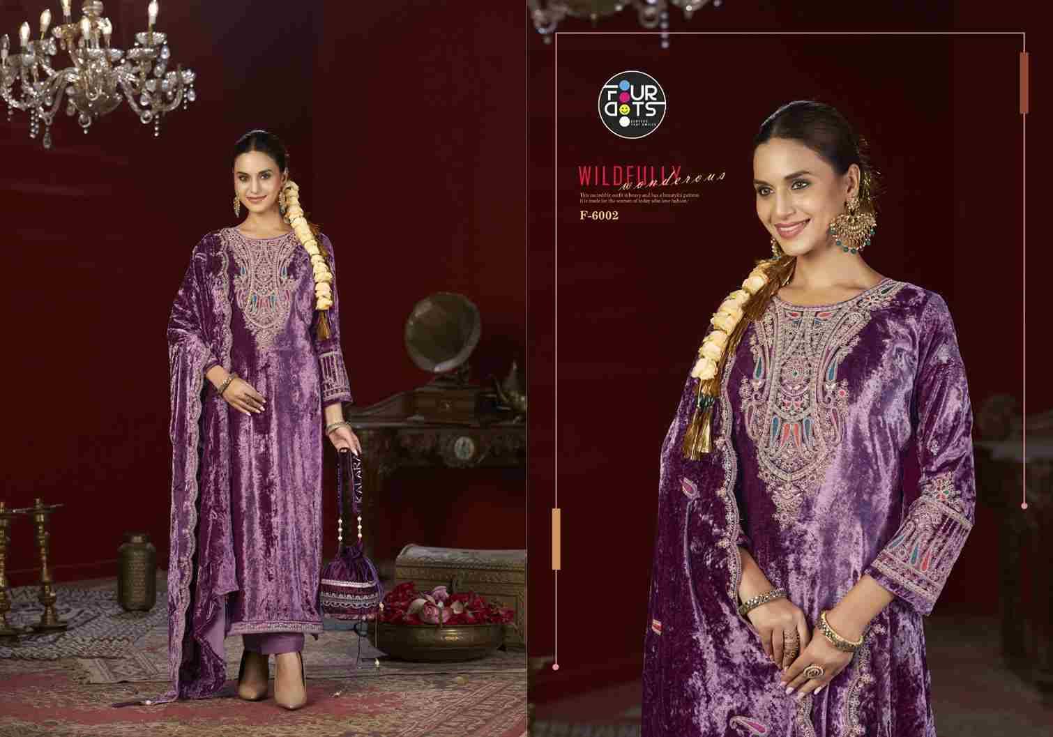 Festival By Four Dots 6001 To 6004 Series Designer Stylish Fancy Colorful Beautiful Party Wear & Ethnic Wear Collection Viscose Velvet Dresses At Wholesale Price
