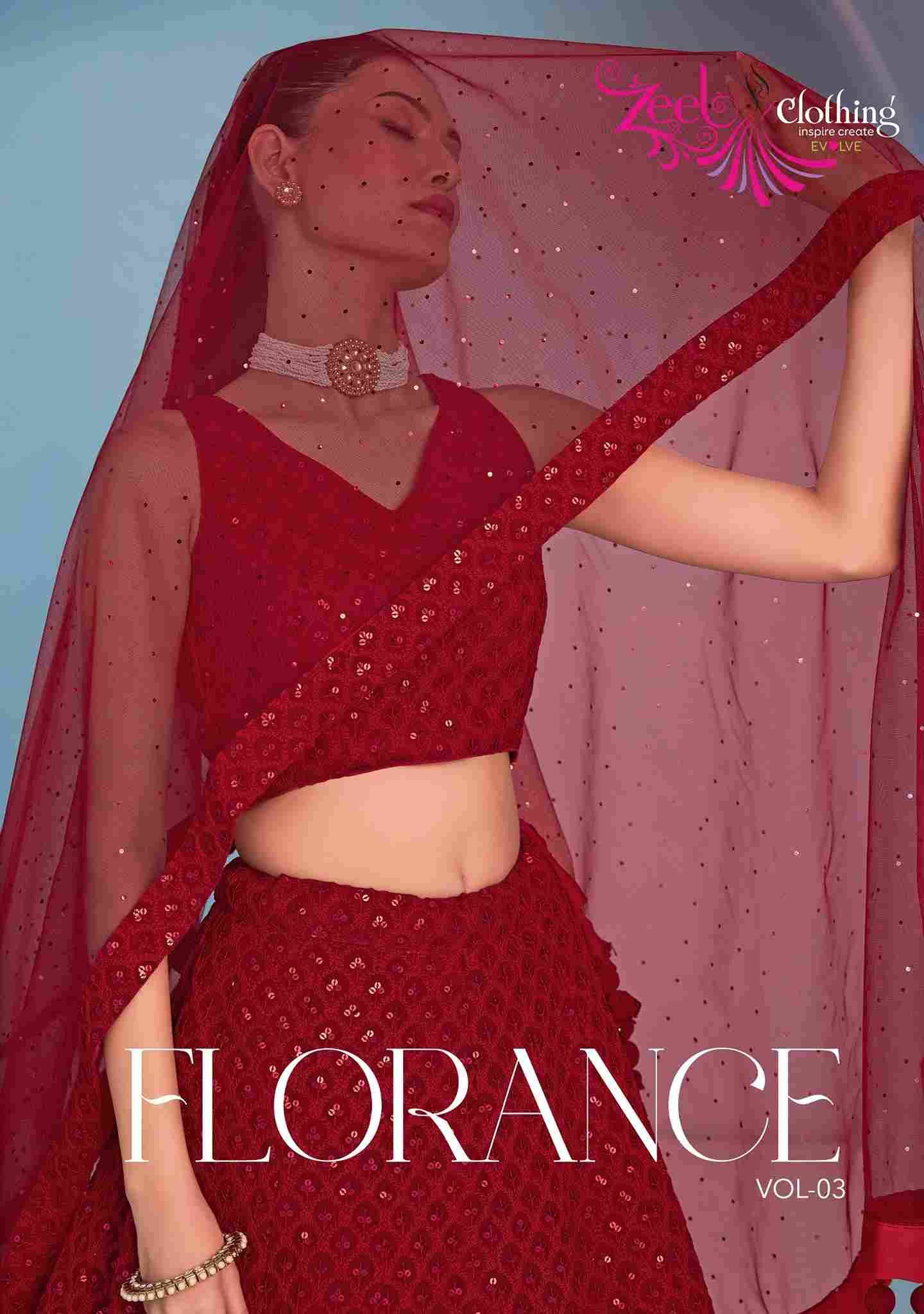 Florance Vol-3 By Zeel Clothing 5124-K To 5124-O Series Designer Beautiful Collection Occasional Wear & Party Wear Georgette Lehengas At Wholesale Price