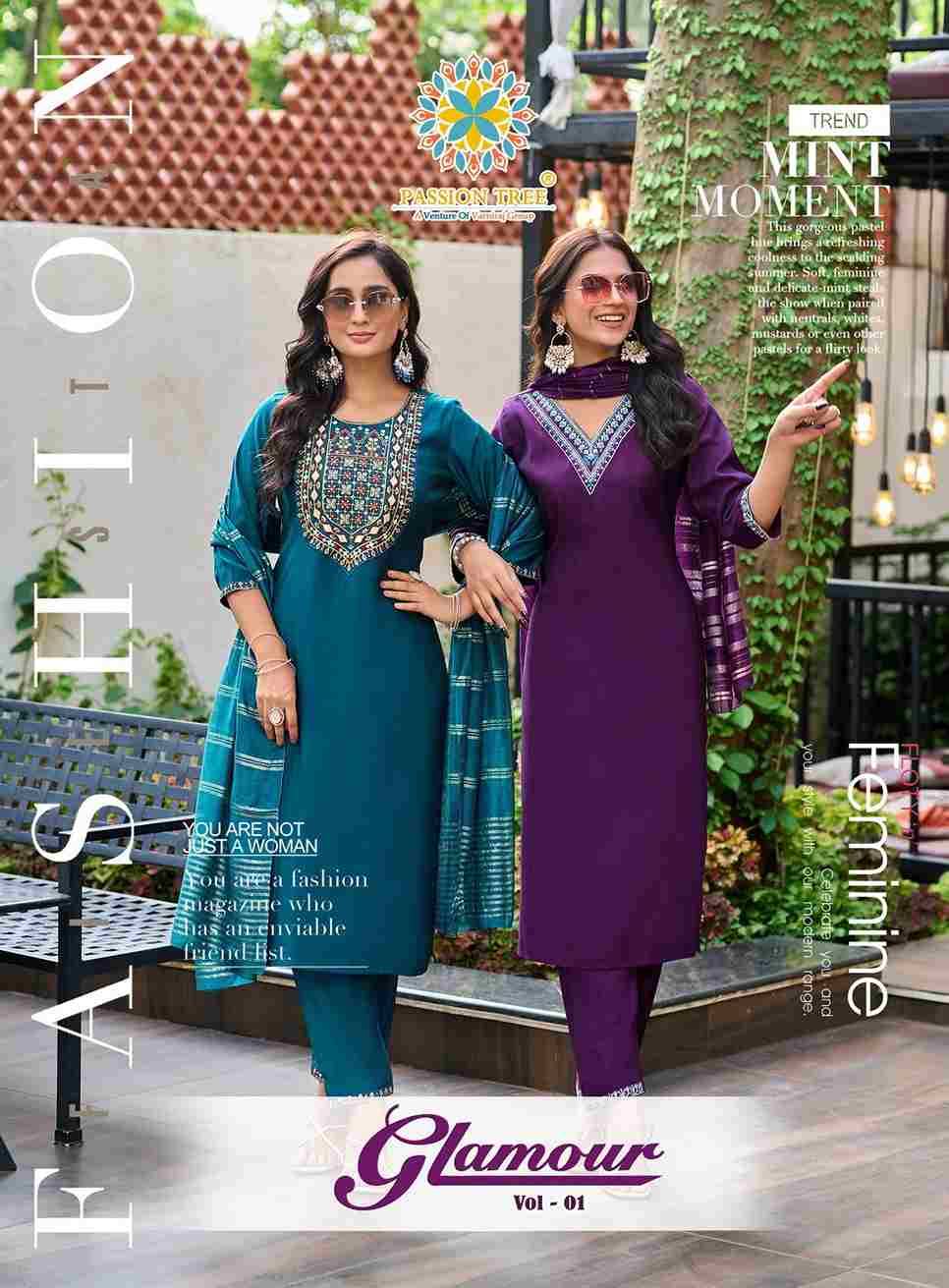 Glamour Vol-1 By Passion Tree 1001 To 1006 Series Beautiful Festive Suits Colorful Stylish Fancy Casual Wear & Ethnic Wear Roman Silk Dresses At Wholesale Price