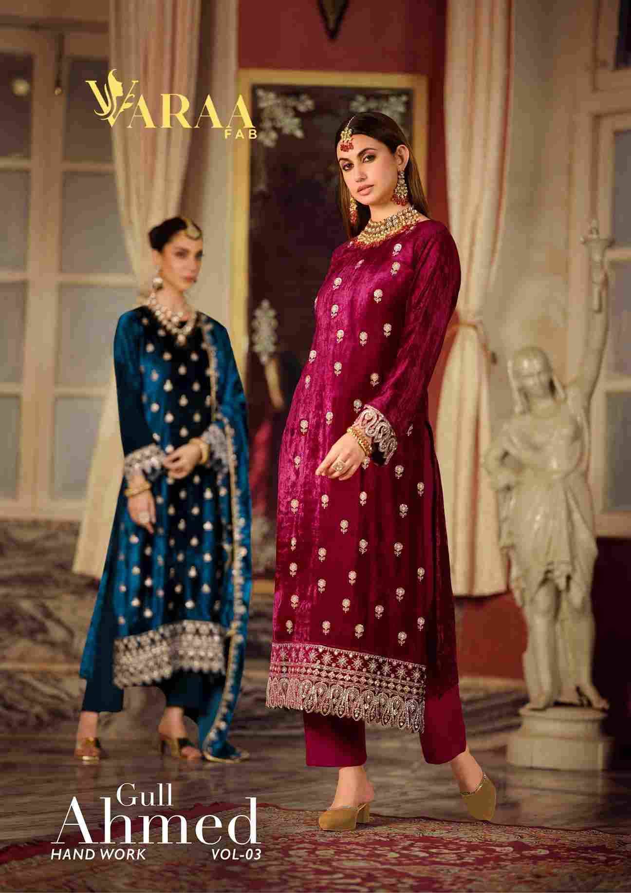 Gull Aahmed Vol-3 By Varaa Fab 1901 To 1904 Series Beautiful Festive Suits Stylish Fancy Colorful Casual Wear & Ethnic Wear Pure Viscose Velvet Dresses At Wholesale Price