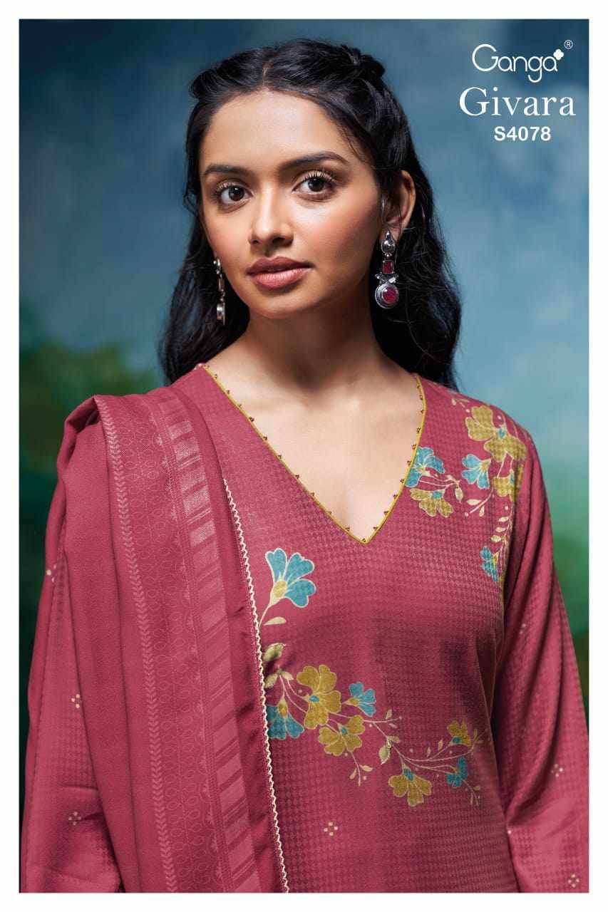 Givara-4078 By Ganga Fashion 4078-A To 4078-D Series Beautiful Festive Suits Stylish Colorful Fancy Casual Wear & Ethnic Wear Pure Pashmina Print Dresses At Wholesale Price