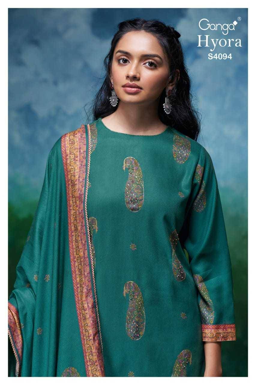 Hyora-4094 By Ganga Fashion 4094-A To 4094-D Series Beautiful Festive Suits Stylish Colorful Fancy Casual Wear & Ethnic Wear Pure Pashmina Print Dresses At Wholesale Price